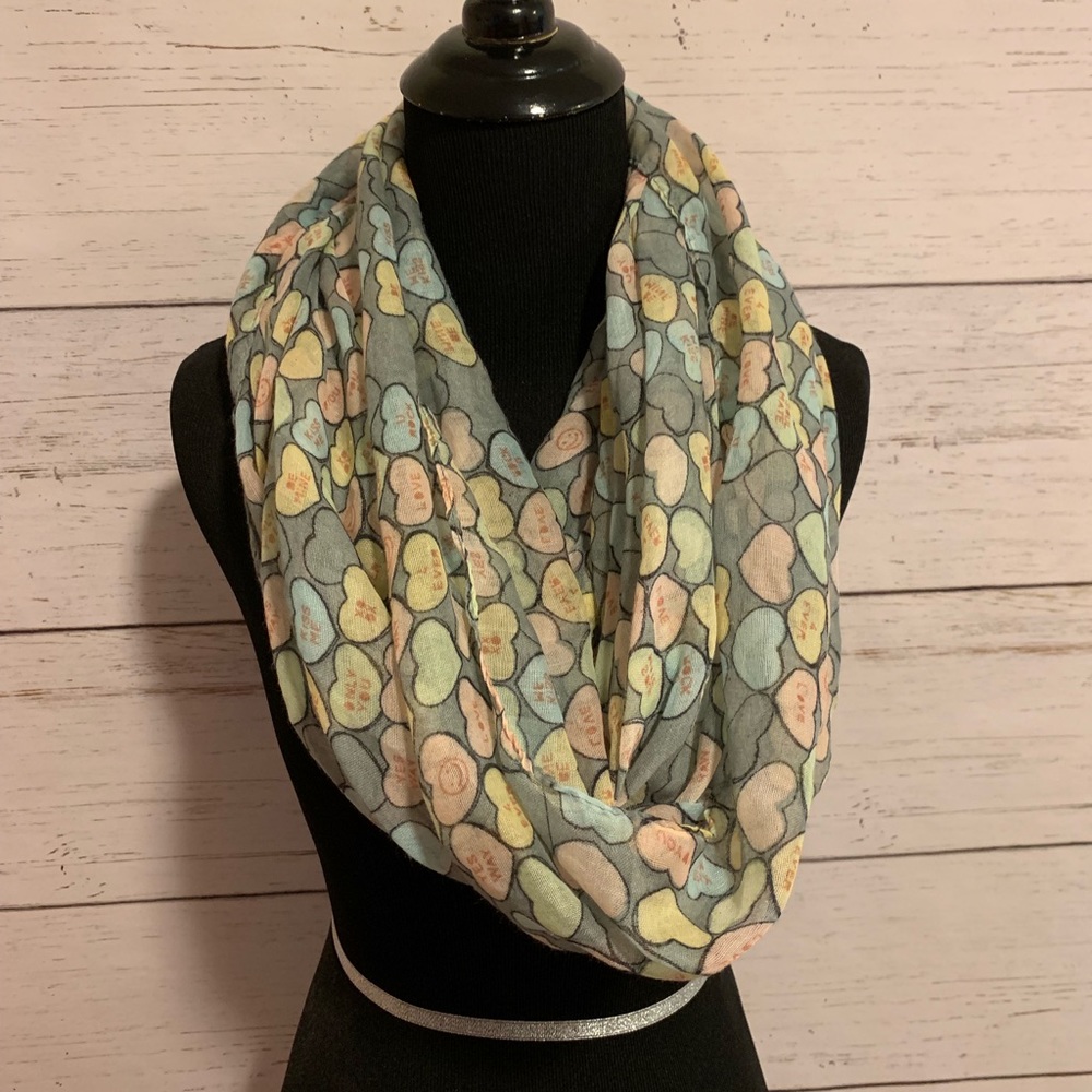 Conversation hearts print infinity scarf